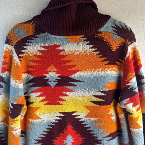 Sun Stone Mens Sweater Small Ranger Aztec Western Turtle Neck Knit Tribal Boho - Picture 12 of 14